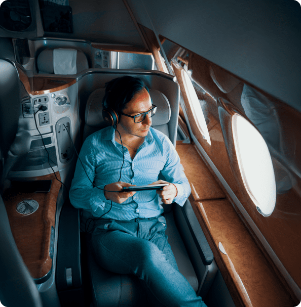 Person in private jet